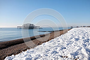 Pier seaside snow architecture winter