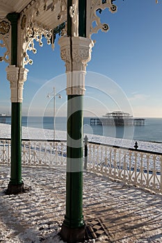 Pier seaside snow architecture winter