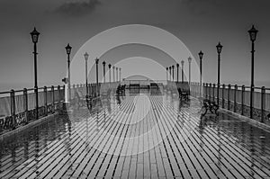 Skegness pier on rainy day