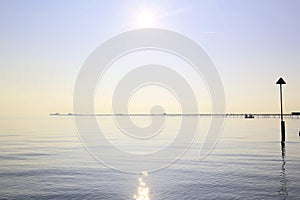 Pier at southend viewed from the seashore on a calm day