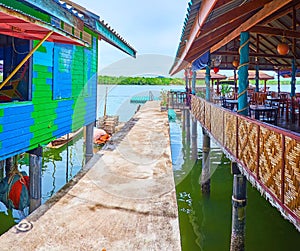 The pier between stilt houses, Ko Panyi village, Phang Nga Bay, Thailand