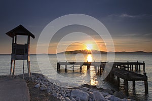 Pier at sunrise, eastern Thailand