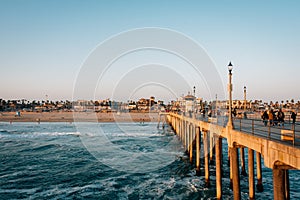 The pier at sunset, in Huntington Beach, Orange County, California