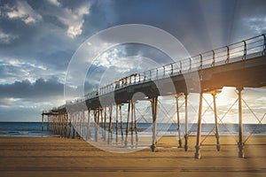 The Pier at sunset in Saltburn by the Sea, North Yorkshire, UK