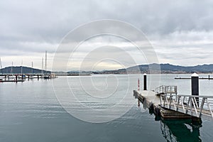 Pier in the tourist town of Baiona in Pontevedra, Galicia, Spain photo