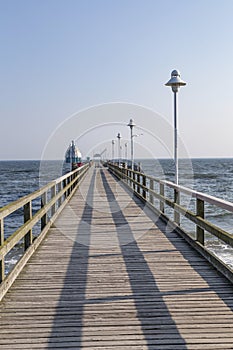Pier, Vineta bridge and submarine at Zinnowitz photo