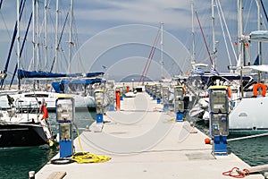 Pier for yachts with electrical and water