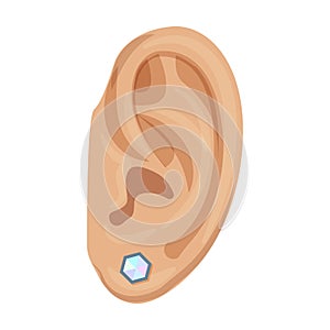 Piercing of ear vector icon.Cartoon vector icon isolated on white background piercing of ear .