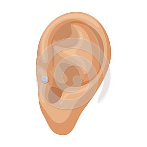 Piercing of ear vector icon.Cartoon vector icon isolated on white background piercing of ear .