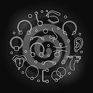 Piercing round silver vector outline illustration