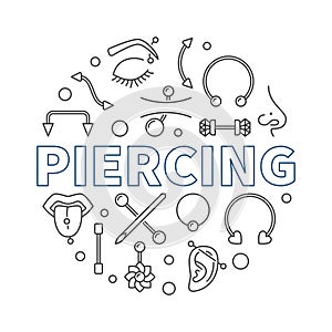 Piercing vector round illustration made with piercings icons