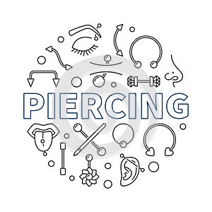 Piercing vector round illustration made with piercings icons photo