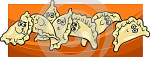 Pierogi or dumplings cartoon illustration photo