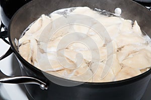 Pierogies Boiling in a Pot