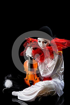 Pierrot with violin