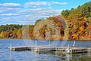 Piers in Lake, Autumn Colors