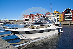 On the piers in the port of Halden (cabin cruiser) photo