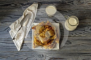 Pies with filling close-up