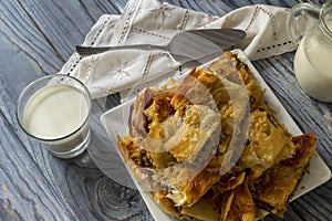 Pies with filling close-up