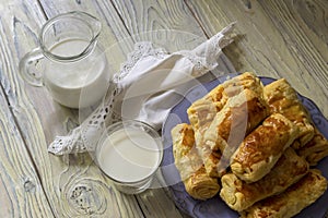 Pies with filling close-up