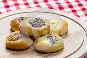 pies stuffed with poppy, curd and nuts