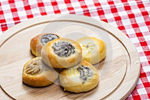 pies stuffed with poppy, curd and nuts