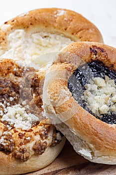 pies stuffed with poppy, curd and nuts filling