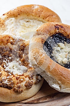 pies stuffed with poppy, curd and nuts filling