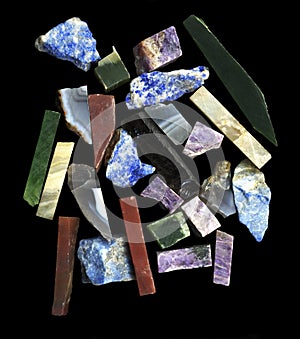 Pieses of semiprecious gems