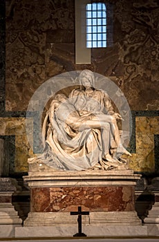 Pieta Sculpture of Michelangelo at St Peter`s Basilica in Rome