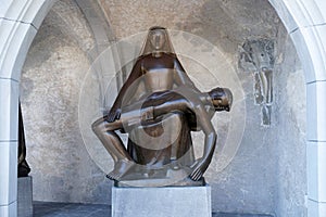 Pieta statue in Cathedral of St. Florin in Vaduz, Liechtenstein photo