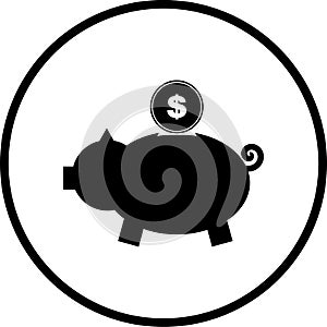 Pig bank with coin vector symbol