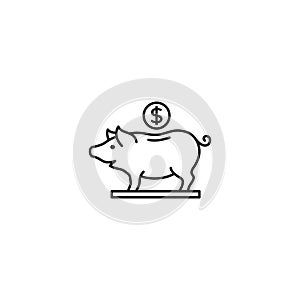Pig bank with dollar sign. Piggybank icon vector illustration