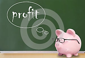 Pig bank and thoughts. Profit