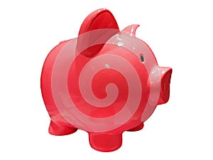 Pig big pink piggy bank with white background to store saved money coins