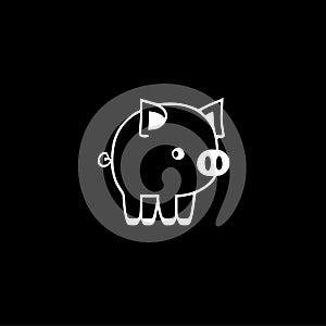 Pig - black and white isolated icon - vector illustration