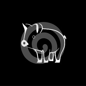 Pig - black and white isolated icon - vector illustration