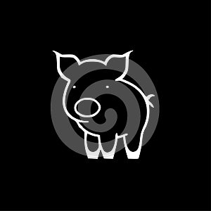 Pig - black and white vector illustration