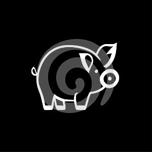 Pig - black and white vector illustration