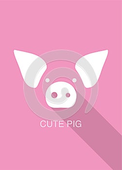 Pig cartoon face, flat icon design vector illustration