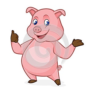 Pig cartoon smiling and giving thumb up