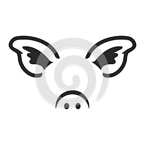 Pig ear icon on a white background. Vector illustration