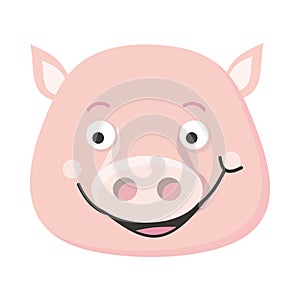 Pig Face Vector Illustration in Flat Design