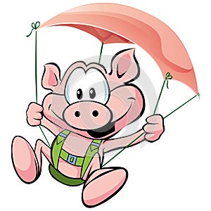 Pig flying on the ham