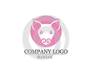 Pig Head Logo design vector template. Pork BBQ Grill Restaurant