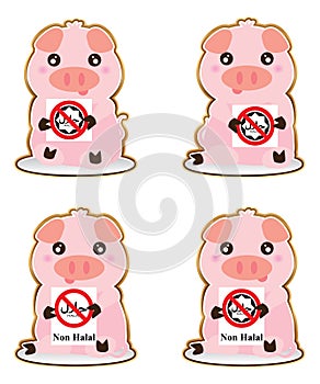 Pig hold Non Halal sticker set