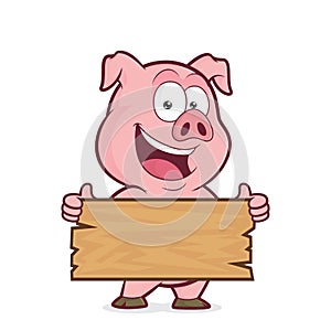 Pig holding a plank of wood