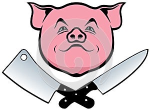 Pig, knife and cleaver