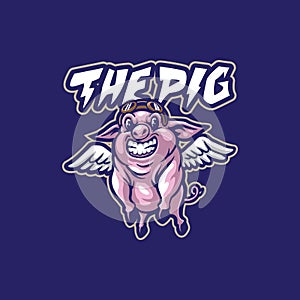 Pig mascot logo design with modern illustration concept style for badge, emblem and t shirt printing. Smart pig illustration with
