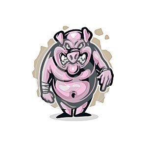 Pig mascot logo design vector with modern illustration concept style for badge, emblem and t shirt printing. Angry pig
